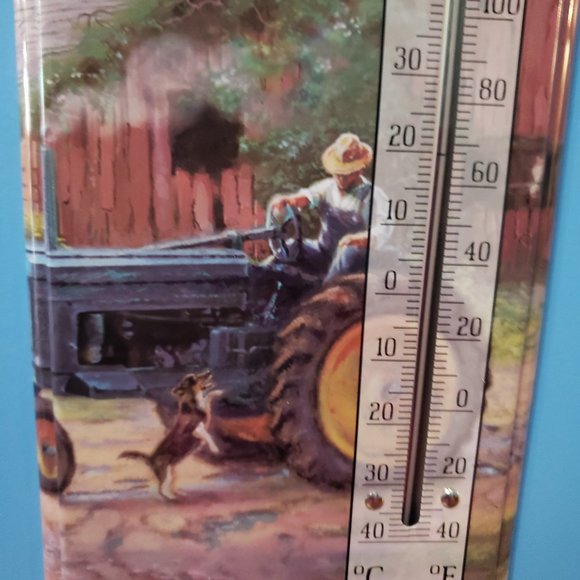 "Thomas Kinkade Summer Farm" - Retro Large Metal Thermometer - Indoor/Outdoor - Picture 5 of 8